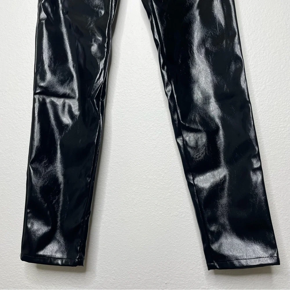 I.AM.GIA Nikole Black Faux Leather Exposed Front Zip PVC Skinny Straight Pants - Picture 9 of 12